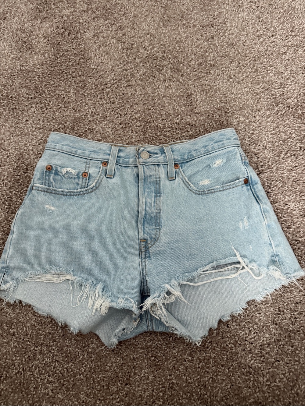Levi's Light Blue Distressed Cutoff Denim Shorts